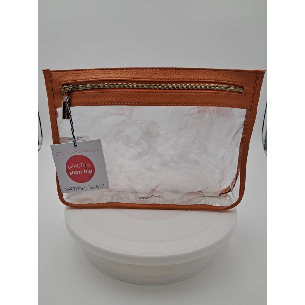 Tartan & Twine Orange Clutch‎ Beauty Bag- Orange And Clear